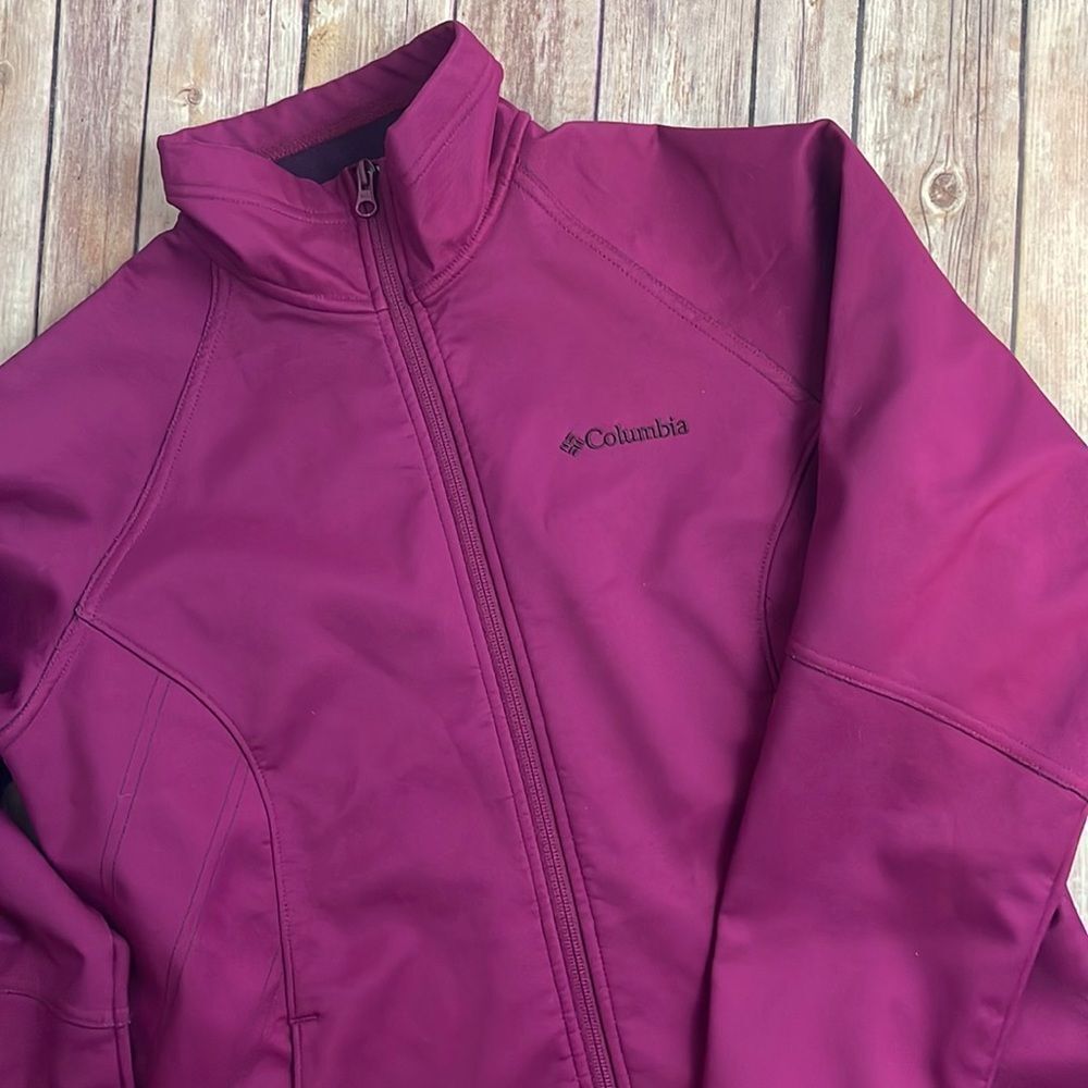 Columbia Jacket Womens L Purple Kruser Ridge II Softshell Fleece Lined Full Zip